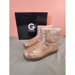 Women's G by Guess Asella Sequin Fur Lined Boots Light Pink US 7.5